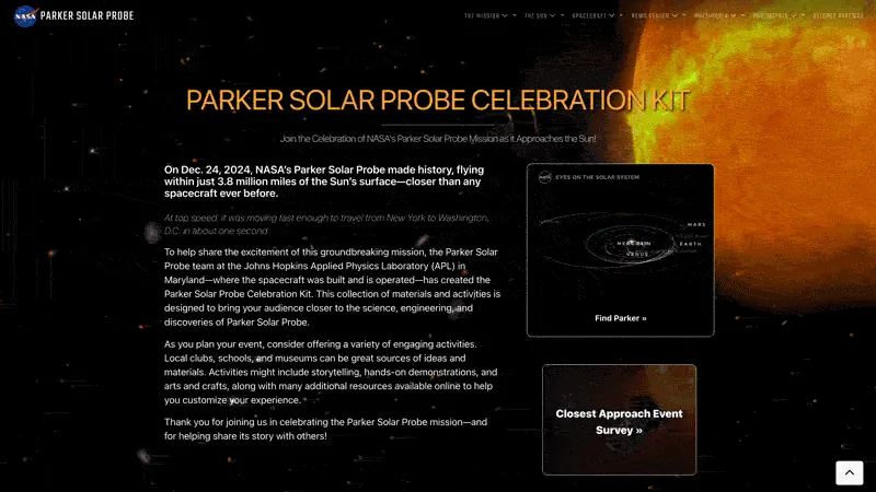 Parker Solar Probe website cover